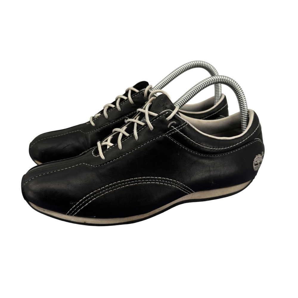 Timberland Black Leather Lace-Up Sneakers